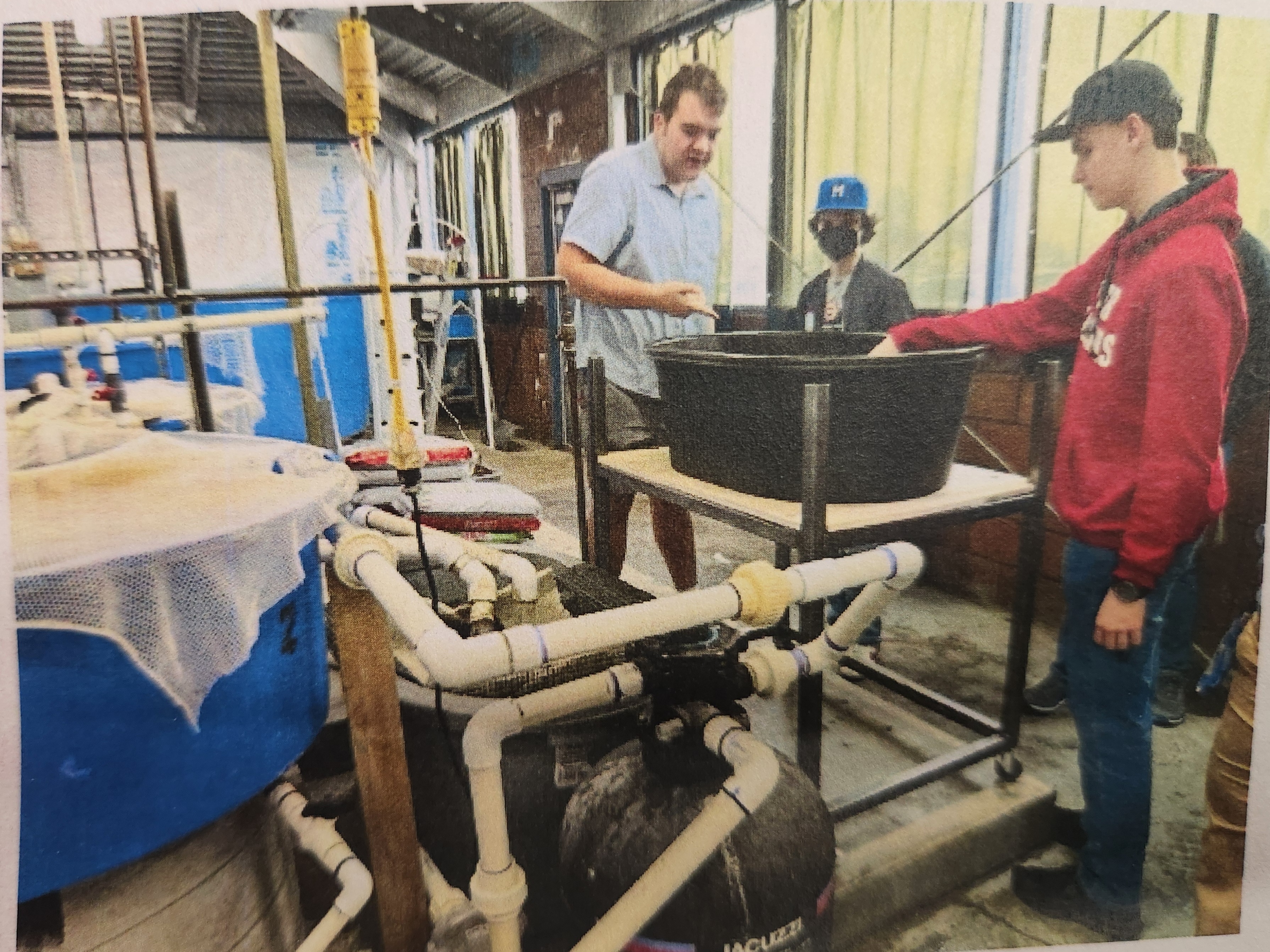 Aquaponics system during assembly